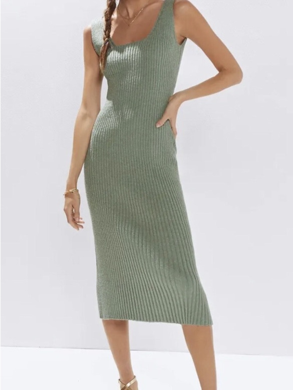 Amadi x Anthropologie Midi Dress in Sage Green